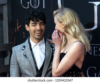 New York, NY - April 3, 2019: Joe Jonas And Sophie Turner Attend HBO Game Of Thrones Final Season Premiere At Radio City Music Hall