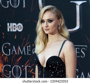 New York, NY - April 3, 2019: Sophie Turner Attends HBO Game Of Thrones Final Season Premiere At Radio City Music Hall