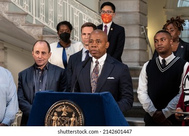 New York, NY April 4, 2022: Mayor Eric Adams Makes An Announcement With LGBTQ+ Advocates At City Hall