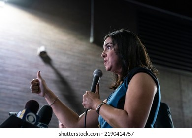 New York, NY - August 15, 2022: U. S. Representatives Lee Zeldin And Nicole Malliotakis Hold Press Conference At Port Authority Bus Terminal