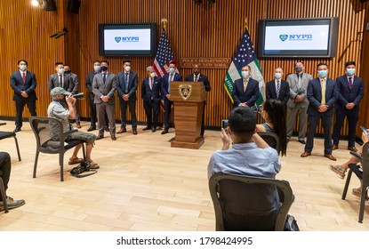 New York, NY - August 18, 2020: NYPD Chief Of Detectives Rodney Harrison Speaks At Press Conference Of Creation Of Asian Hate Crime Task Force At NYPD Headquarters