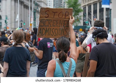 NEW YORK, NY – AUGUST 3, 2020: BLM, UFT And Other Groups Participate In A National Day Of Resistance To Protest For Demands Including No Reopening Of Schools, Police-free Schools, And Federal Funds.