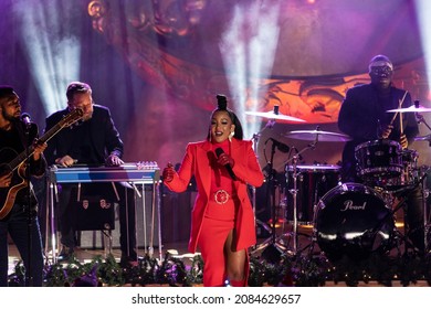 New York, NY - December 1, 2021: Mickey Guyton Performs During The 89th Annual Rockefeller Center Christmas Tree Lighting Ceremony