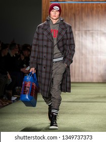 NEW YORK, NY - Feb 04, 2019: A Model Walks The Runway At The Todd Snyder Show During New York Fashion Week Mens Fall Winter 2019