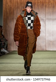 NEW YORK, NY - Feb 04, 2019: A Model Walks The Runway At The Todd Snyder Show During New York Fashion Week Mens Fall Winter 2019