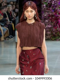 NEW YORK, NY - February 09, 2018: Hoyeon Jung Walks The Runway At The Jason Wu Fall Winter 2018 Fashion Show During New York Fashion Week