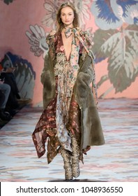 NEW YORK, NY - February 12, 2018: Clara McSweeney Walks The Runway At The Zimmermann Fall Winter 2018 Fashion Show During New York Fashion Week