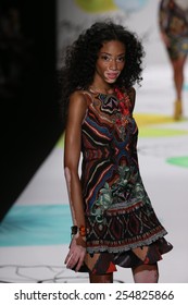 NEW YORK, NY - FEBRUARY 12: Winnie Harlow walks the runway at the Desigual fashion show during Mercedes-Benz Fashion Week Fall 2015 at The Theatre at Lincoln Center on February 12, 2015 in NYC