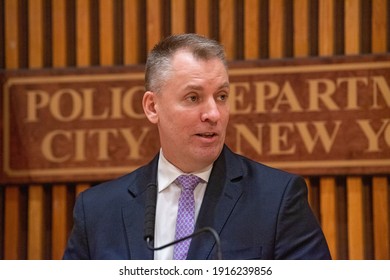 NEW YORK, NY - FEBRUARY 13: New York City Police Commissioner Dermot F. Shea Speaks During A Press Conference On February 13, 2021 In New York City.