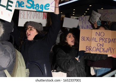 NEW YORK, NY - FEBRUARY 20: Protestors Scream Outside The Broadway Theater During The Opening Night Of 