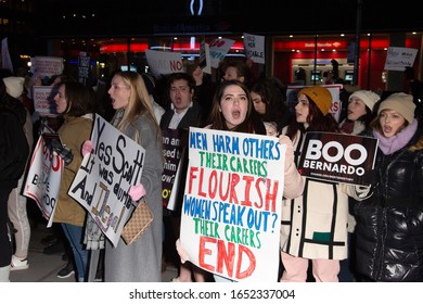 NEW YORK, NY - FEBRUARY 20: Protestors Scream Outside The Broadway Theater During The Opening Night Of 