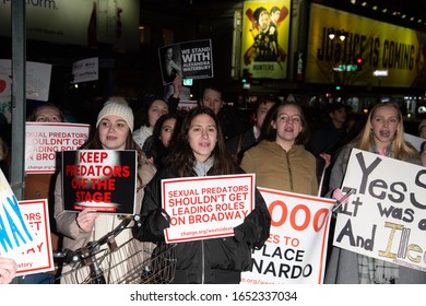 NEW YORK, NY - FEBRUARY 20: Protestors Scream Outside The Broadway Theater During The Opening Night Of 