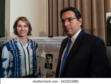 New York, NY - Jan 21, 2020: US Ambassador Kelly Craft & Israel Ambassador Danny Danon Attend Opening Of Exhibition 75th Anniversary Liberation Of Auschwitz Concentration Camp At UN Headquarters