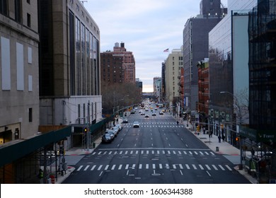 New York, NY - January 1 2020: Aerial View Of Tenth Avenue In Chelsea