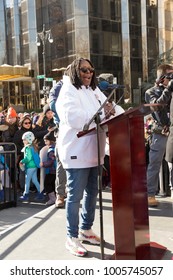 New York, NY - January 20, 2018: Whoopi Goldberg speaks at womens march in New York at Central Park West