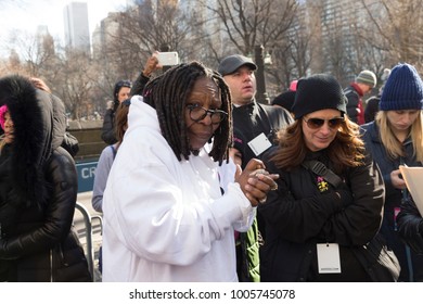 New York, NY - January 20, 2018: Whoopi Goldberg attends womens march in New York at Central Park West