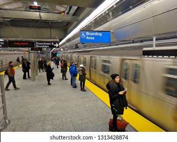 New York, NY - January 6 2017: Interior Of 72nd Street Q Train Station