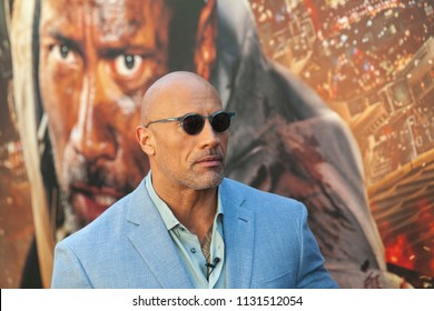 New York, NY - July 10, 2018: Dwayne Johnson attends the premiere of Skyscraper at AMC Loews Lincoln Center