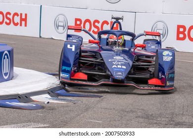 NEW YORK, NY - JULY 10, 2021: Robin Frijns (car No. 4) Of Envision Virgin Racing Drives During Practice For The ABB FIA Formula E Championship, New York City E-Prix Round 10, In Brooklyn.