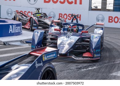 NEW YORK, NY - JULY 10, 2021: Robin Frijns (car No. 4) Of Envision Virgin Racing Drives During The ABB FIA Formula E Championship, New York City E-Prix Round 10, In Brooklyn.