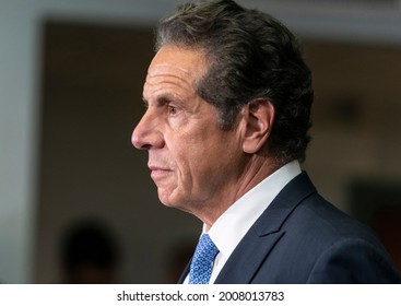 New York, NY - July 14, 2021: Governor Andrew Cuomo attends joint press conference with Brooklyn Borough President Eric Adams at Lenox Road Baptist Church