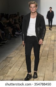 NEW YORK, NY - JULY 15, 2015: Patrick O'Donnell Walks The Runway During The Greg Lauren Show At New York Fashion Week Men Spring 2016 At Skylight Clarkson Sq