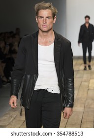 NEW YORK, NY - JULY 15, 2015: Patrick O'Donnell Walks The Runway During The Greg Lauren Show At New York Fashion Week Men Spring 2016 At Skylight Clarkson Sq