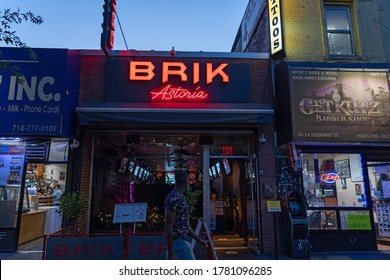 NEW YORK, NY – JULY 21, 2020: A View Of Brik Bar Lounge And Kitchen After The State Liquor Authority Suspended Its Liquor License For Failing To Maintain Social Distance.