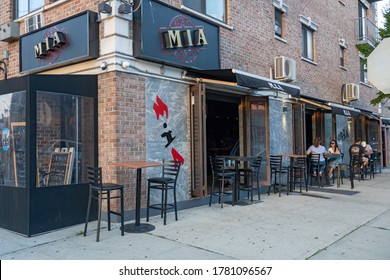 NEW YORK, NY – JULY 21, 2020: A View Of M.I.A Restaurant Lounge In Astoria After The State Liquor Authority Suspended Its Liquor License For Failing To Maintain Social Distance.