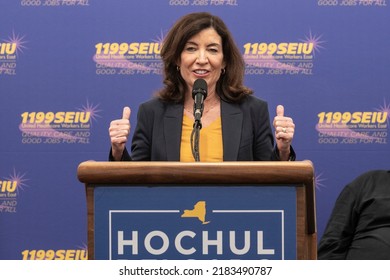 New York, NY - July 27, 2022: Governor Kathy Hochul Speaks During Rally At 1199 SEIU Headquarters