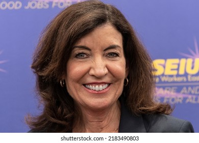 New York, NY - July 27, 2022: Governor Kathy Hochul Poses After The Rally At 1199 SEIU Headquarters