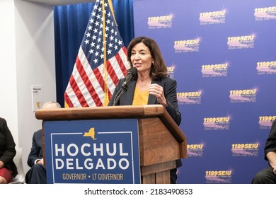 New York, NY - July 27, 2022: Governor Kathy Hochul Speaks During Rally At 1199 SEIU Headquarters