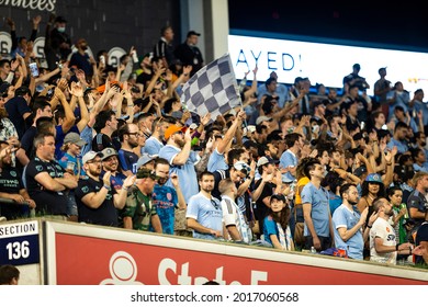 New York, NY - July 30, 2021: NYCFC Fans Celebrate During MLS Regular Season Game Against Columbus Crew At Yankee Stadium