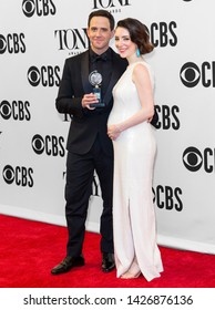 New York, NY - June 09, 2019: Santino Fontana Winner Of The Award - Best Performance By An Actor In A Leading Role In A Musical For “Tootsie,” And Jessica Hershberg Pose At The 73rd Annual Tony Awards