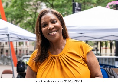 New York, NY - June 11, 2022: State Attorney General Letitia James Joined Thousand Of People Marching Across Brooklyn Bridge Against Gun Violence. March Ended With Rally In Lower Manhattan