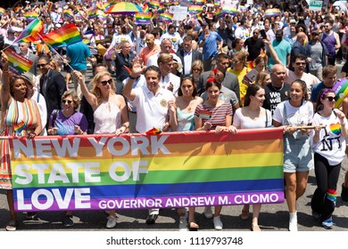 New York, NY - June 24, 2018: Public Advocate Letitia James, Sandra Lee, Governor Andrew Cuomo Attend 49th Annual New York Pride Parade Along 7th Avenue