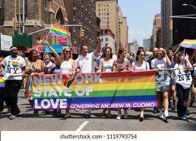 New York, NY - June 24, 2018: Public Advocate Letitia James, Sandra Lee, Governor Andrew Cuomo Attend 49th Annual New York Pride Parade Along 7th Avenue