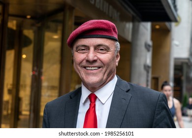 New York, NY - June 3, 2021: Mayoral Candidate On Republican Party Ticket Curtis Sliwa Arrives For Debate At PIX11 Studios