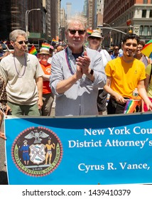 New York, NY - June 30, 2019: New York County District Attorney Cyrus R. Vance Jr Marches At New York 2019 Pride March On 5th Avenue In Manhattan