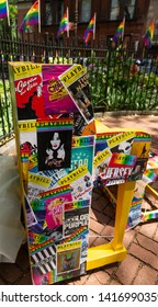 New York, NY - June 4, 2019: Piano Sponsored By Playbill Installed At Stonewall National Monument For Pride Month In Unticipation Of 50th Anniversary Stonewall Uprising In New York