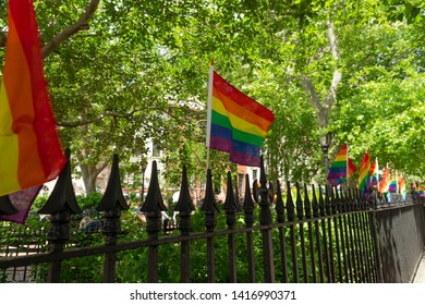 New York, NY - June 4, 2019: Stonewall National Monument Decorated For Pride Month In Unticipation Of 50th Anniversary Stonewall Uprising In New York