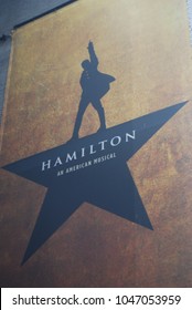 NEW YORK, NY - March 10 2018: Musical Hamilton Created By Lin Manuel Miranda, Playing At The Rodgers Theater On Broadway. It Won 11 Tony Awards In 2016.