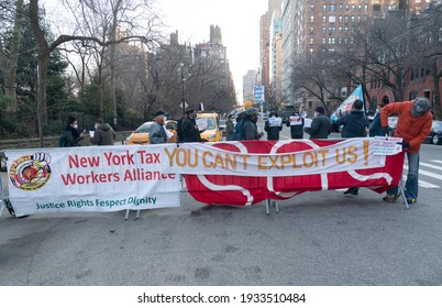 New York, NY - March 10, 2021: Yellow Taxi Drivers And Medallion Owners Rally For Debt Forgiveness At Gracie Mansion