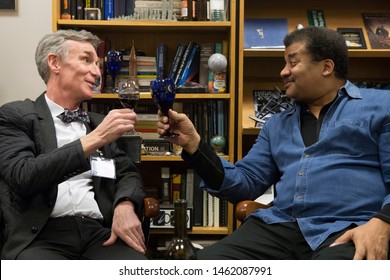 New York, NY March 11, 2016. Bill Nye And Neil DeGrasse Tyson Sit Together