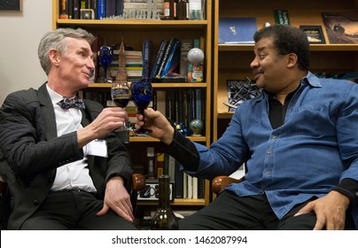 New York, NY March 11, 2016. Bill Nye And Neil DeGrasse Tyson Sit Together