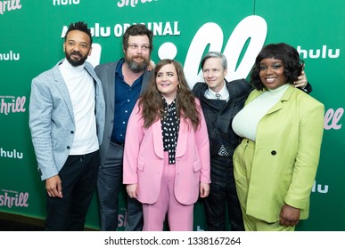 New York, NY - March 13, 2019: Ian Owens, Luka Jones, Aidy Bryant, John Cameron Mitchell, Lolly Adefope attends New York Hulu Shrill premiere screening at Walter Reade Theater of Lincoln Center