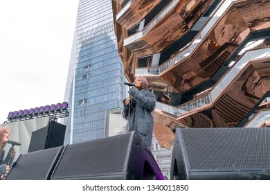 New York, NY - March 15, 2019: Hudson Yards Is Lagest Private Development In New York. Andra Day Performs At Opening Day At Hudson Yards Of Manhattan