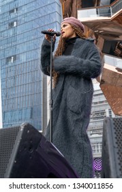 New York, NY - March 15, 2019: Hudson Yards Is Lagest Private Development In New York. Andra Day Performs At Opening Day At Hudson Yards Of Manhattan