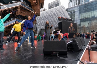 New York, NY - March 15, 2019: Hudson Yards Is Lagest Private Development In New York. Andra Day Performs At Opening Day At Hudson Yards Of Manhattan