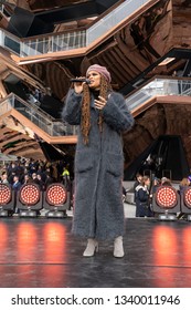 New York, NY - March 15, 2019: Hudson Yards Is Lagest Private Development In New York. Andra Day Performs At Opening Day At Hudson Yards Of Manhattan